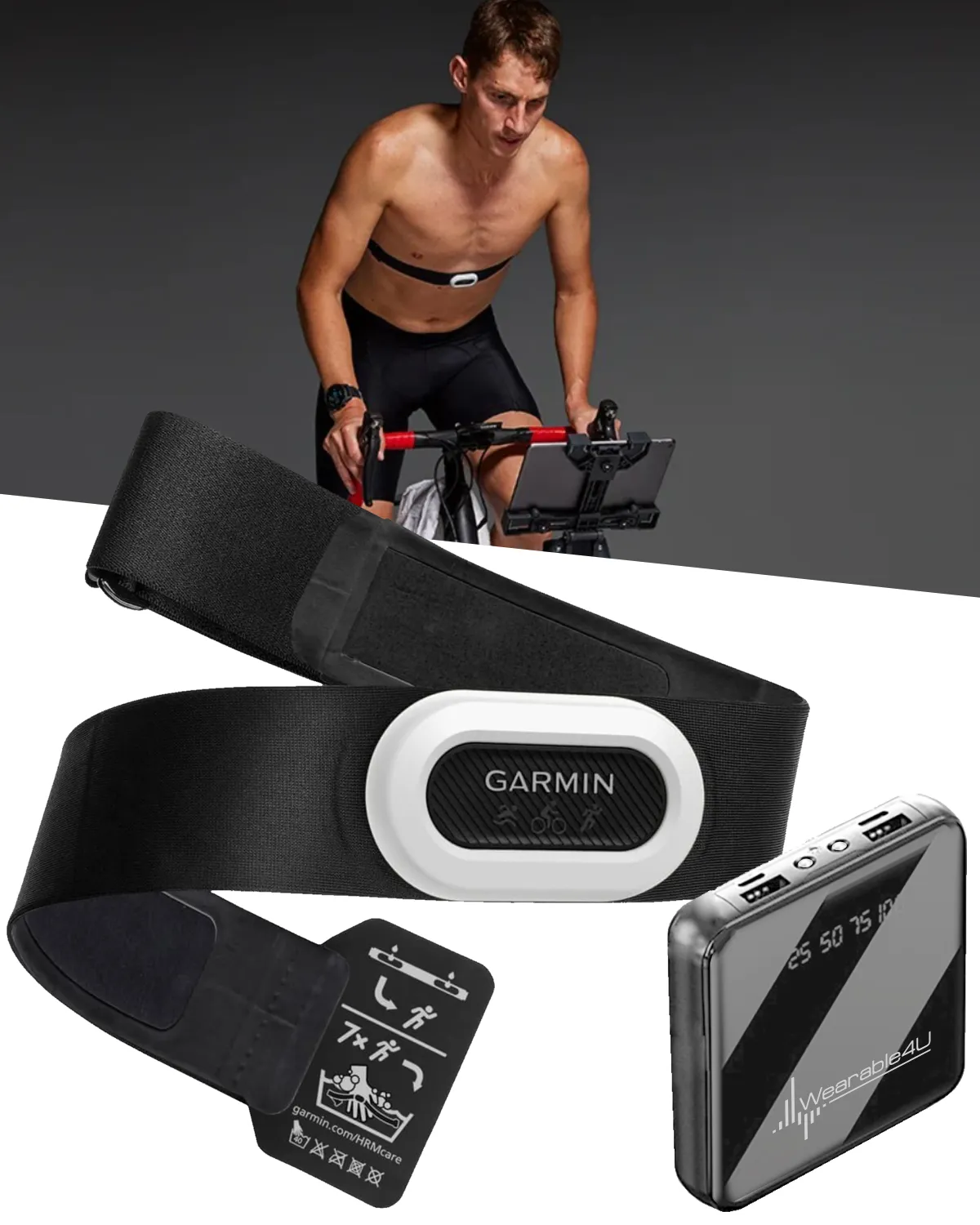 Garmin HRM-Pro Plus | Premium Chest Strap Heart Rate Monitor | Running Dynamics | ANT  | BLUETOOTH w/ Wearable4U PowerBank Bundle (010-13118-05_PowerBankSq)