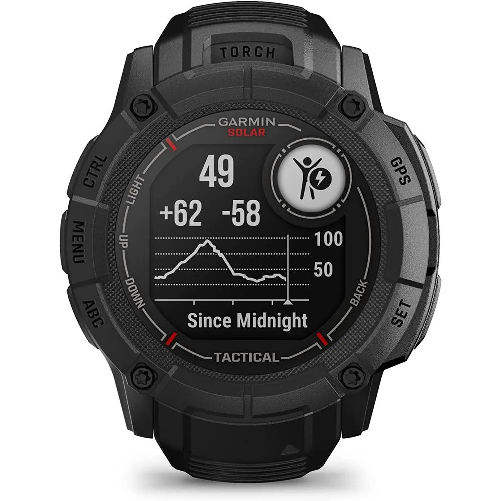 Garmin Instinct 2X Solar GPS Smartwatch Tactical Edition Black with 2x Bracelet