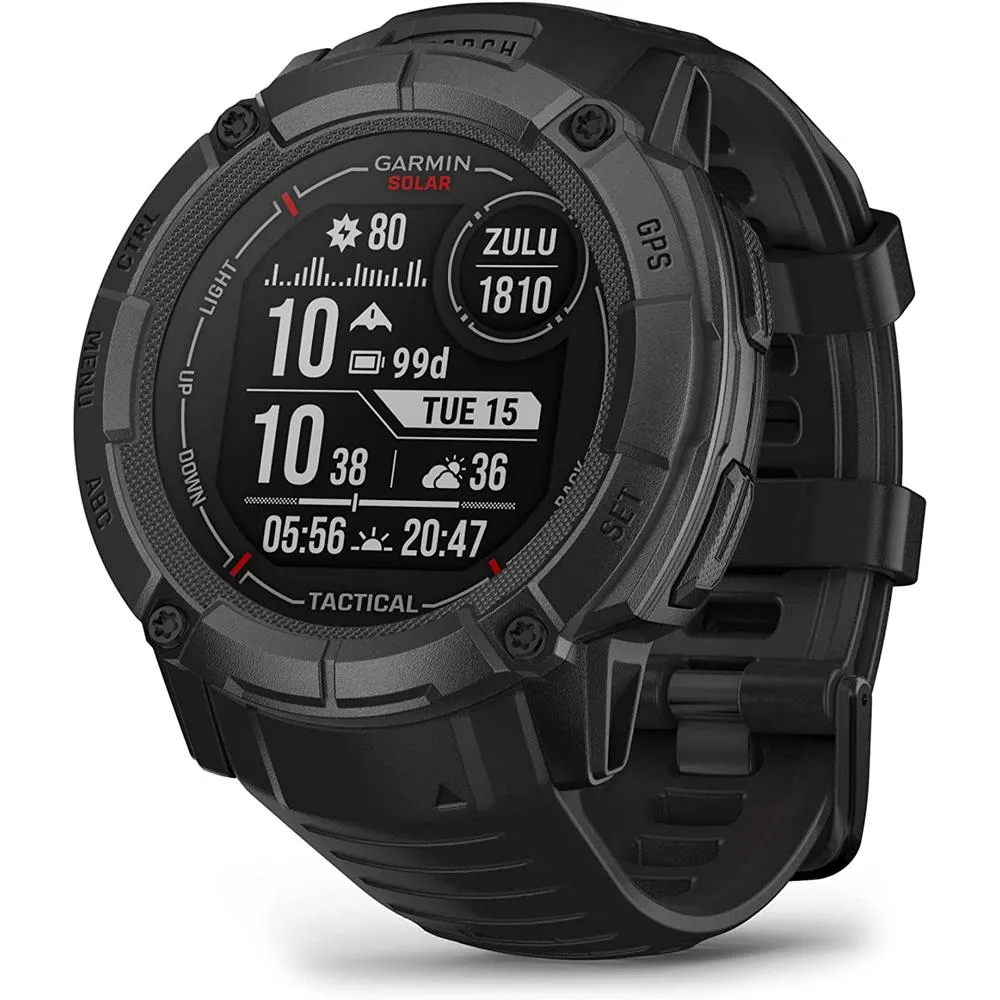 Garmin Instinct 2X Solar GPS Smartwatch Tactical Edition Black with 2x Bracelet