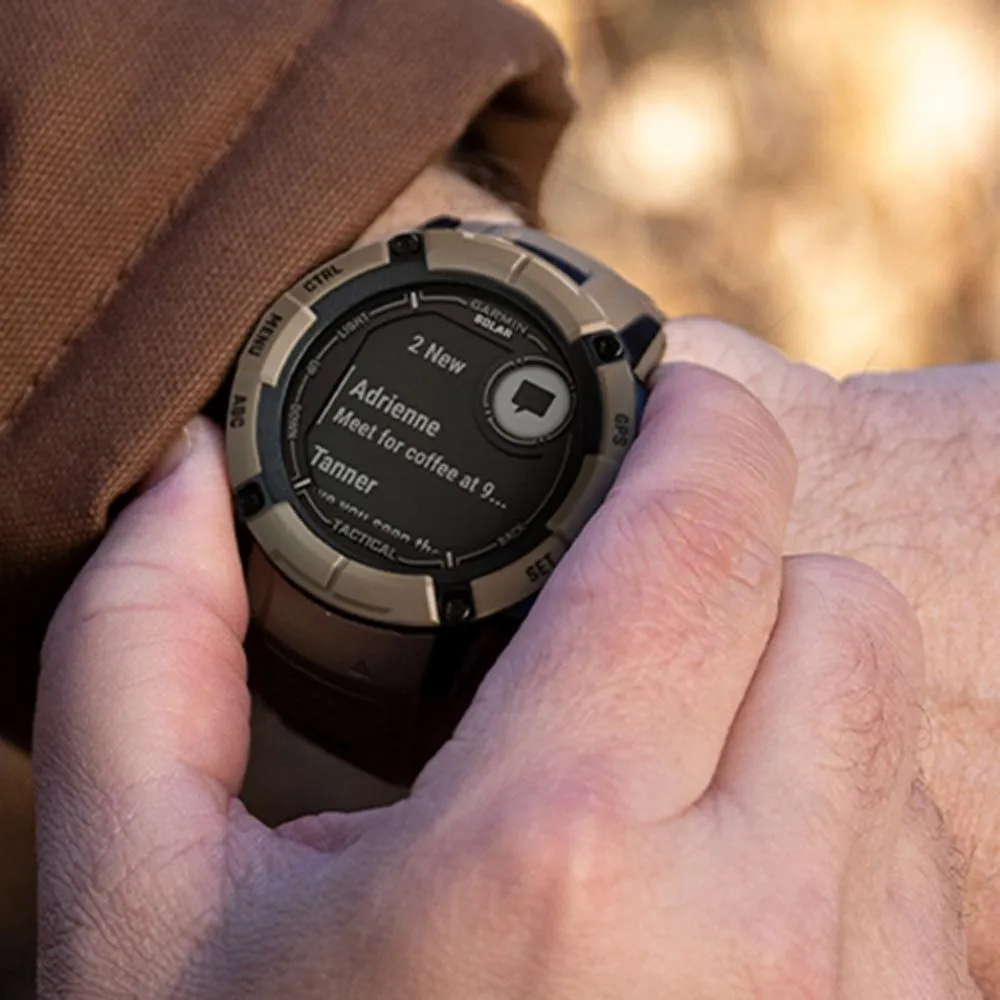 Garmin Instinct 2X Solar GPS Smartwatch Tan   Backpack & Heart Rate Strap M-XL
