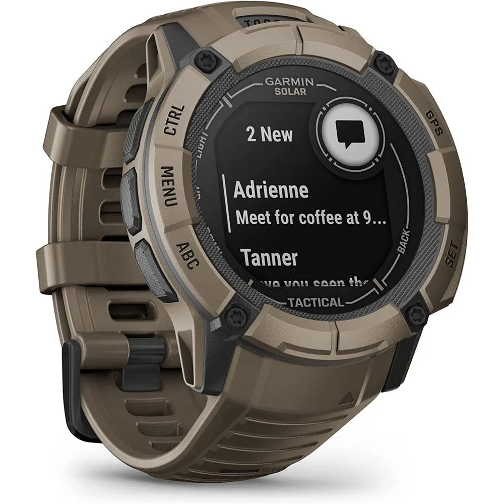 Garmin Instinct 2X Solar GPS Smartwatch Tan   Backpack & Heart Rate Strap M-XL