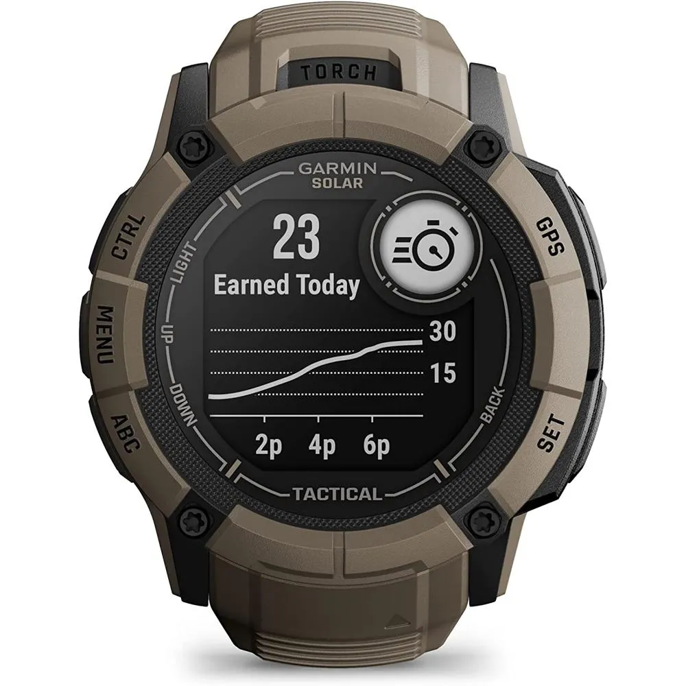 Garmin Instinct 2X Solar GPS Smartwatch Tan   Backpack & Heart Rate Strap M-XL