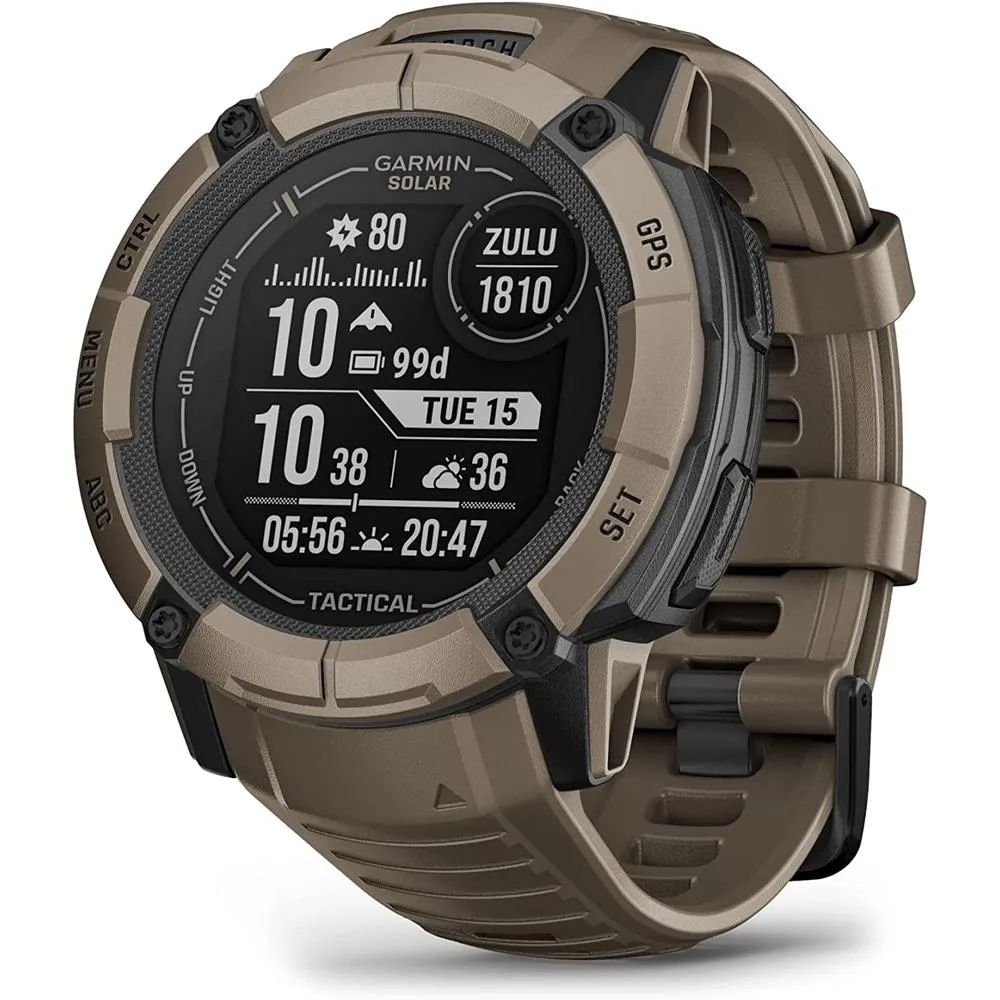 Garmin Instinct 2X Solar GPS Smartwatch Tan   Backpack & Heart Rate Strap M-XL