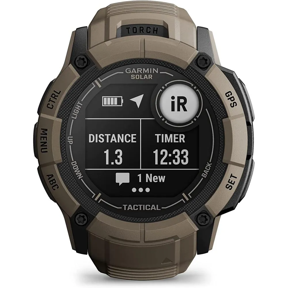 Garmin Instinct 2X Solar GPS Smartwatch Tan   Backpack & Heart Rate Strap M-XL