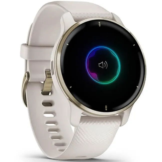 Garmin Venu 2 Plus GPS Smartwatch, Cream Gold Bezel with Ivory Silicone Band