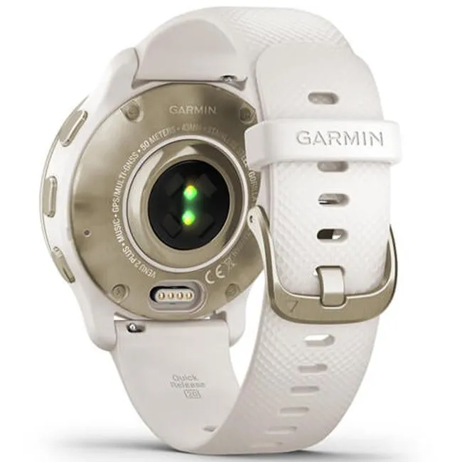 Garmin Venu 2 Plus GPS Smartwatch, Cream Gold Bezel with Ivory Silicone Band