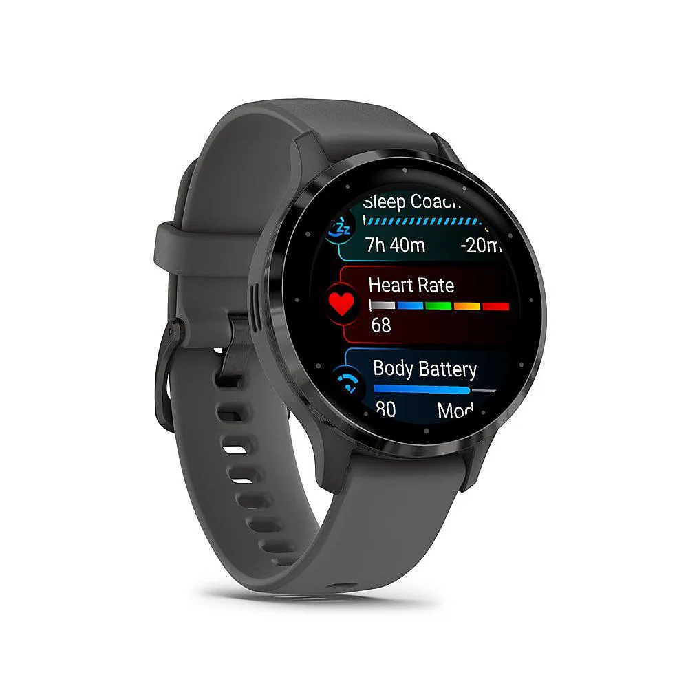 Garmin Venu 3S Fitness GPS Smartwatch Steel Bezel w/ Pebble Gray Case   Accessories Kit