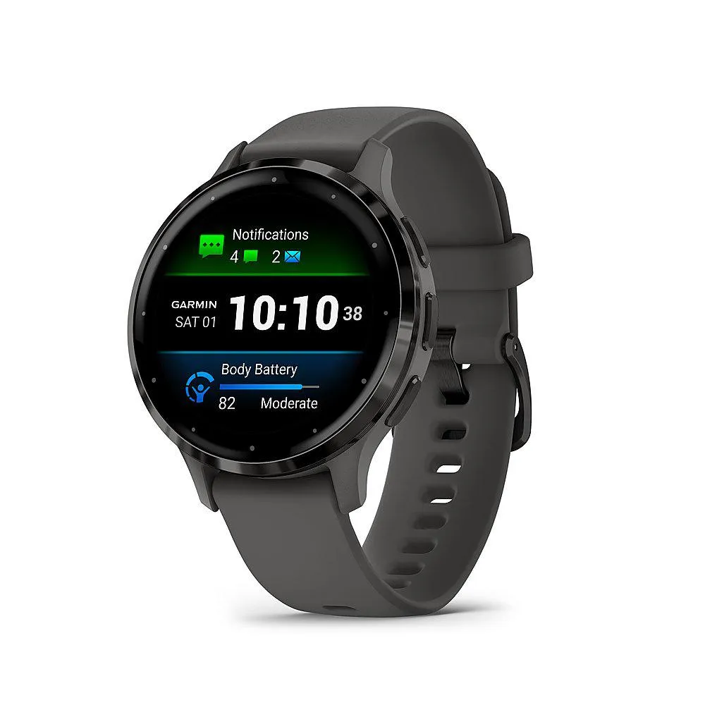 Garmin Venu 3S Fitness GPS Smartwatch Steel Bezel w/ Pebble Gray Case   Accessories Kit
