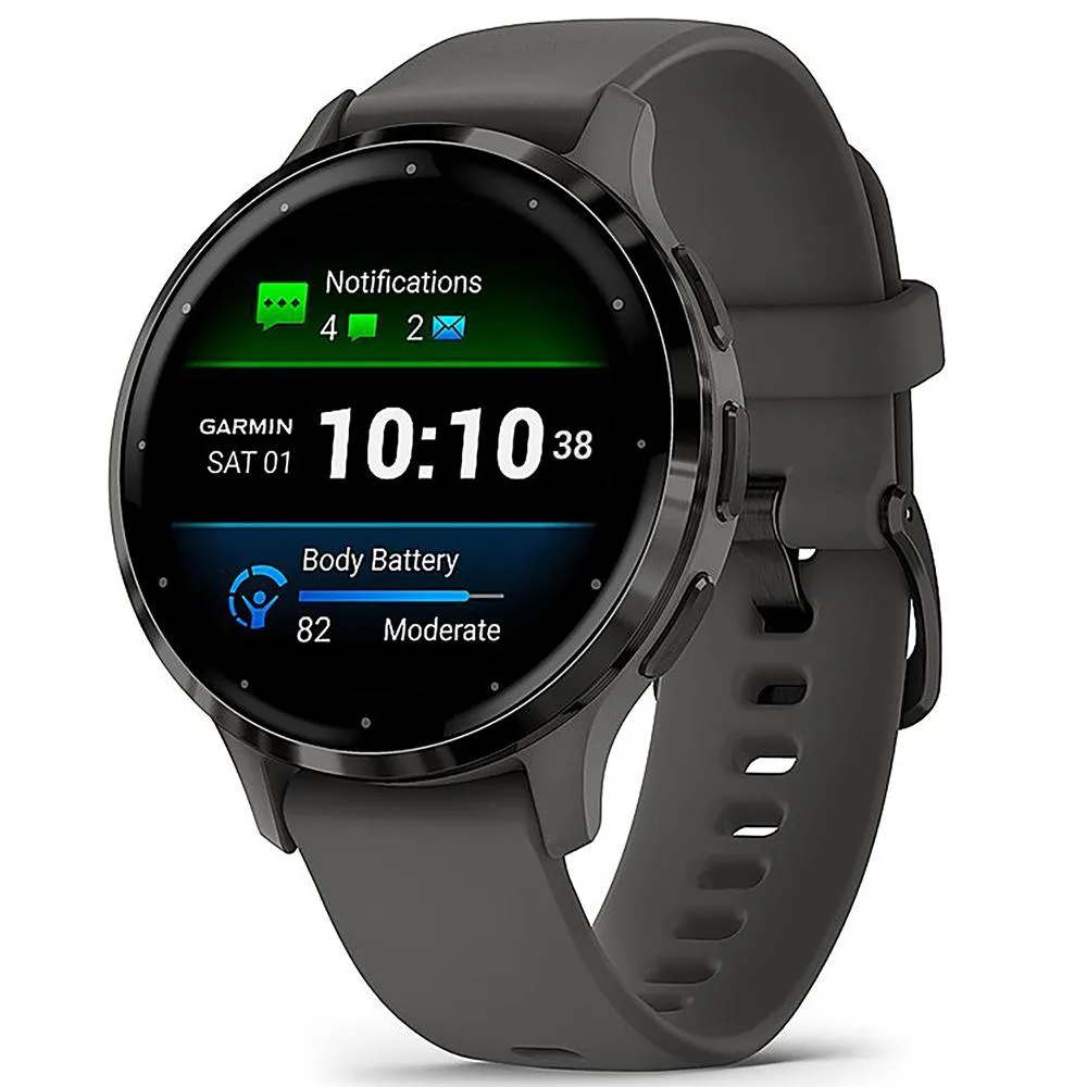Garmin Venu 3S GPS Smartwatch Steel with Gray Case 41mm   Charging Dock Bundle