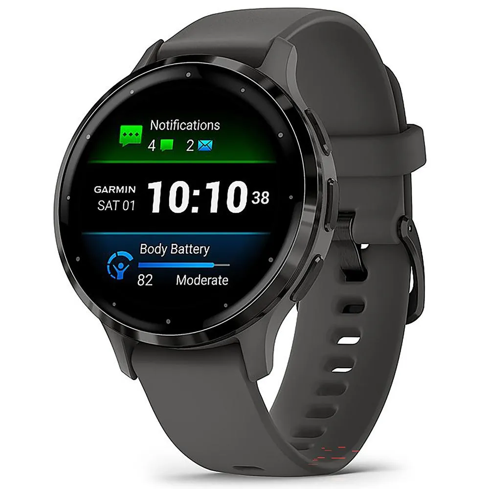 Garmin Venu 3S GPS Smartwatch Steel with Gray Case 41mm   Charging Dock Bundle