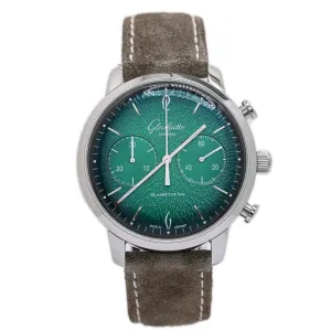 Glashutte Men's Sixties Chronograph Annual Edition Stainless Steel 42mm Green Chronograph Dial Watch Ref# 1-39-34-05-22-04