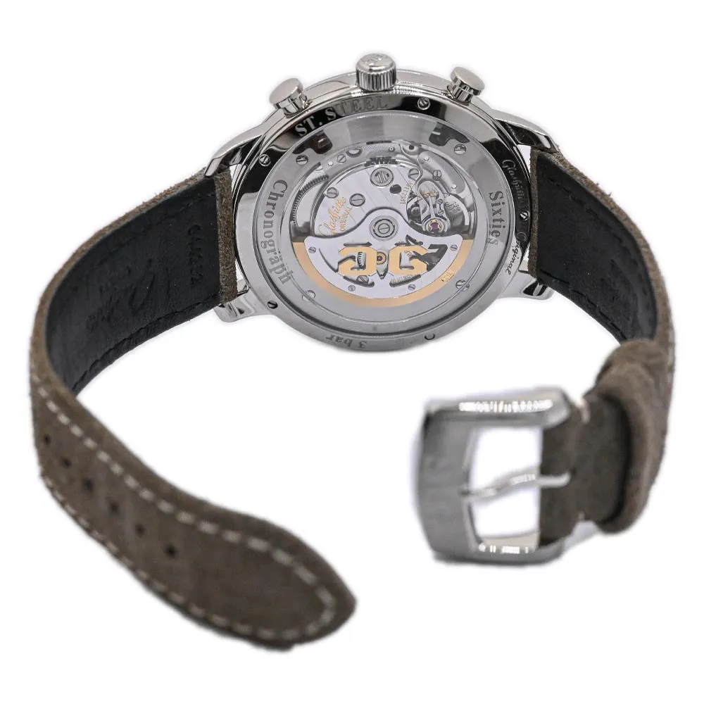 Glashutte Men's Sixties Chronograph Annual Edition Stainless Steel 42mm Green Chronograph Dial Watch Ref# 1-39-34-05-22-04