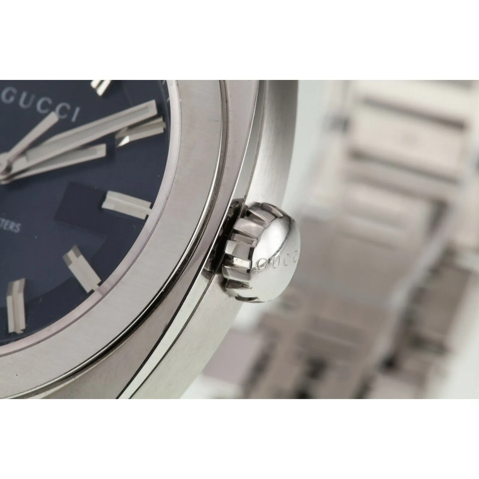 Gucci Men's Stainless Steel Quartz Watch w/ Satin Blue Dial and Date 142.2