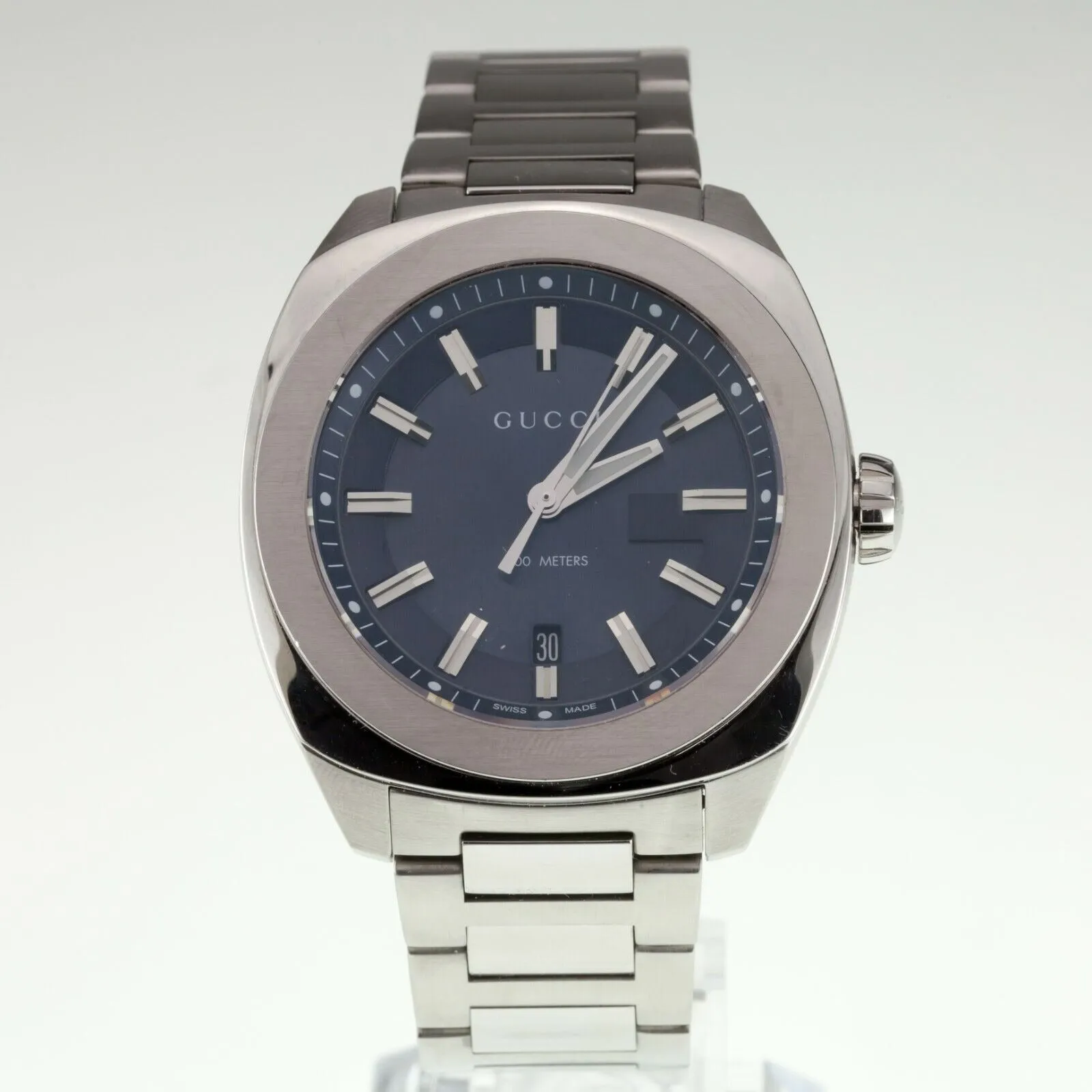 Gucci Men's Stainless Steel Quartz Watch w/ Satin Blue Dial and Date 142.2