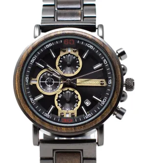 Gunmetal Chrono - Stainless Steel & Ebony Wood Watch by Switchwood