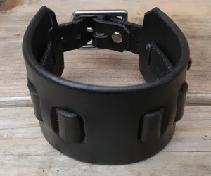 Handmade Leather Watchband with Stainless Steel Buckle