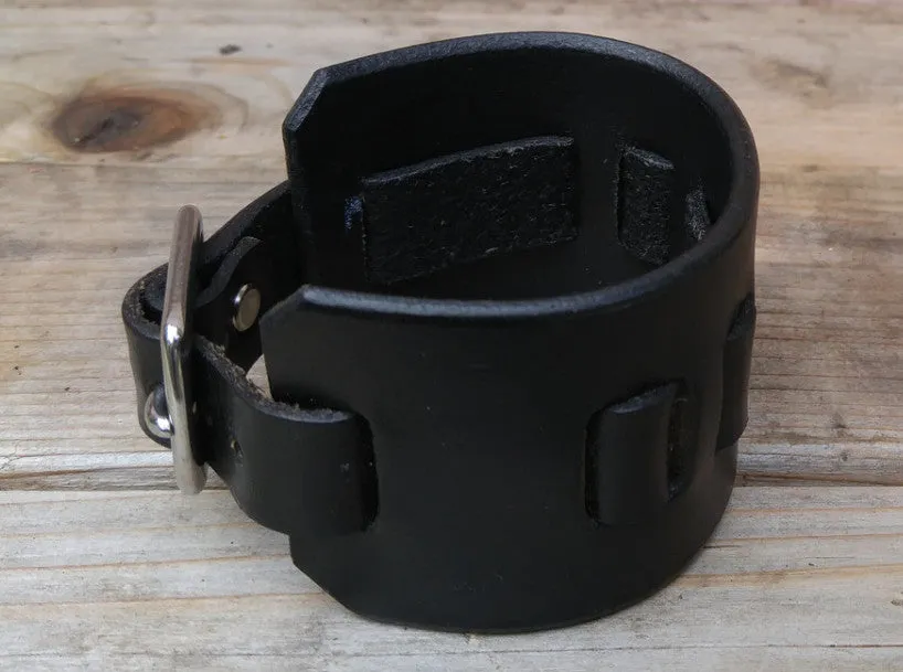 Handmade Leather Watchband with Stainless Steel Buckle