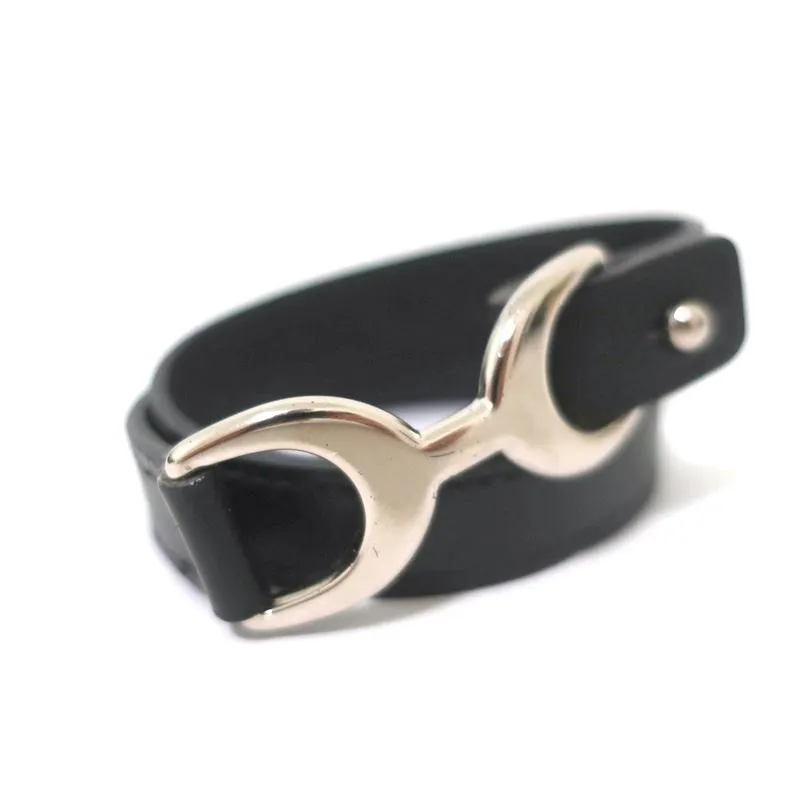 Hermes Pavane Double Tour Wrap Bracelet Black Leather Size Medium