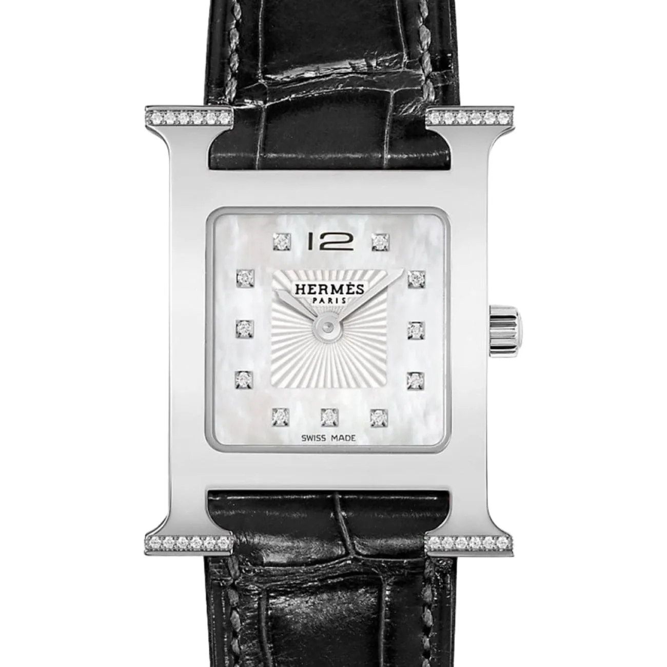 HEURE H - MOTHER OF PEARL DIAMOND SET SMALL WATCH