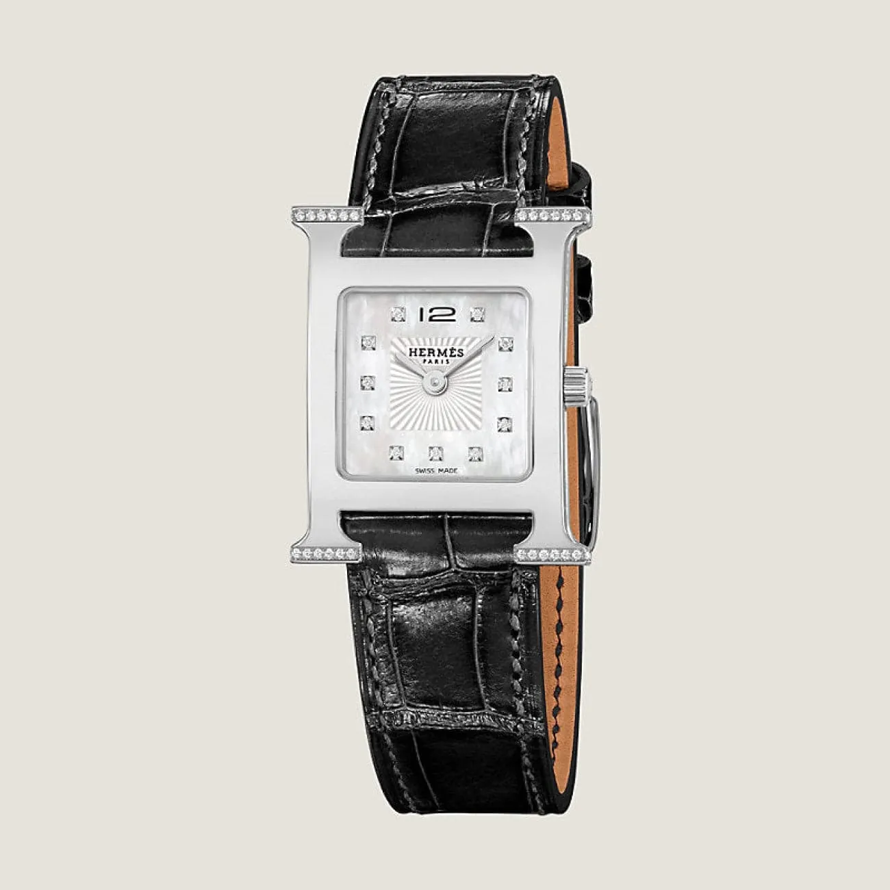 HEURE H - MOTHER OF PEARL DIAMOND SET SMALL WATCH