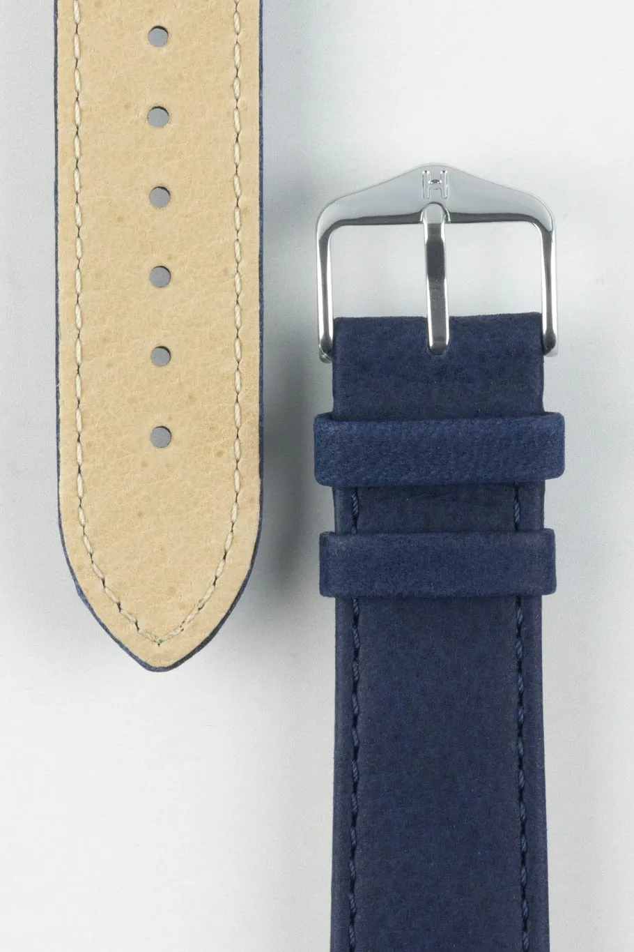 Hirsch OSIRIS Limited Edition Calf Leather with Nubuck Effect Watch Strap in DARK BLUE
