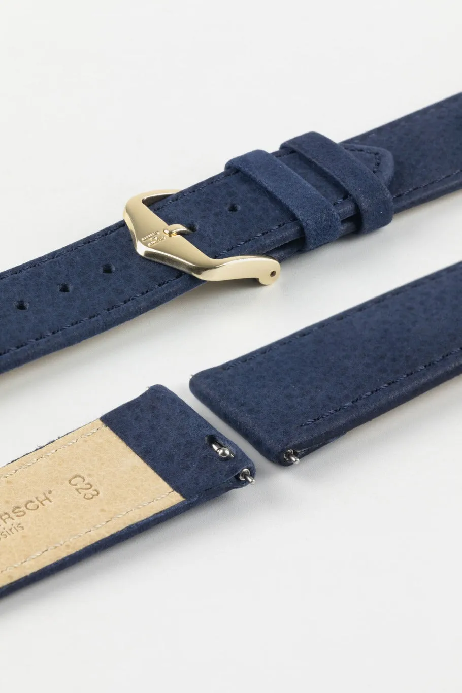 Hirsch OSIRIS Limited Edition Calf Leather with Nubuck Effect Watch Strap in DARK BLUE