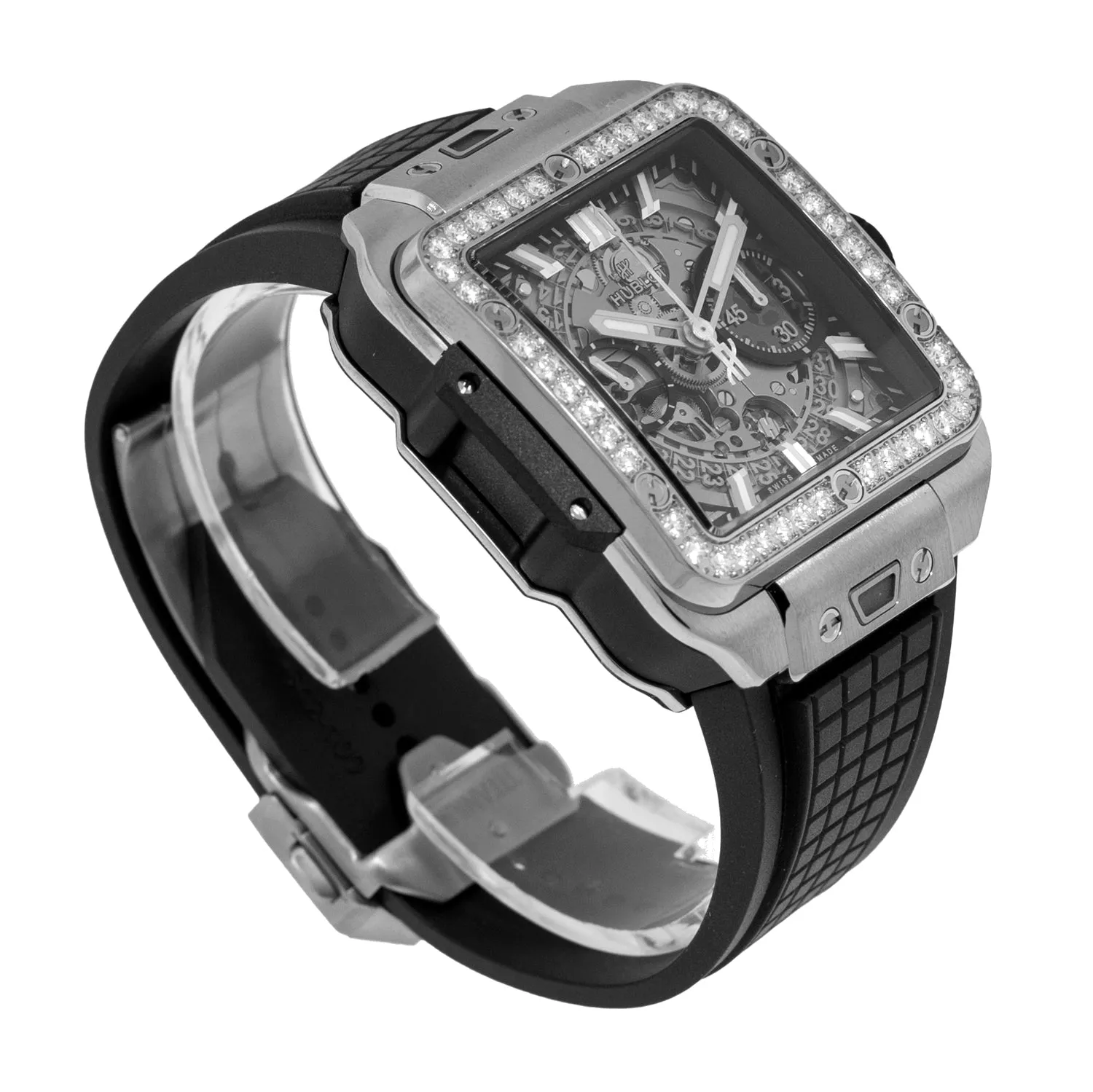 Hublot Square Bang Unico 42mm Titanium Skeleton Dial Diamond Bezel 821.NX.0170.RX.1204