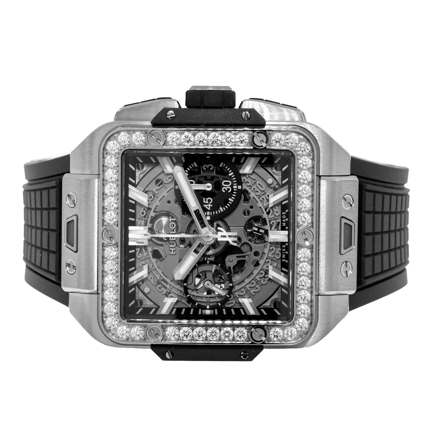 Hublot Square Bang Unico 42mm Titanium Skeleton Dial Diamond Bezel 821.NX.0170.RX.1204