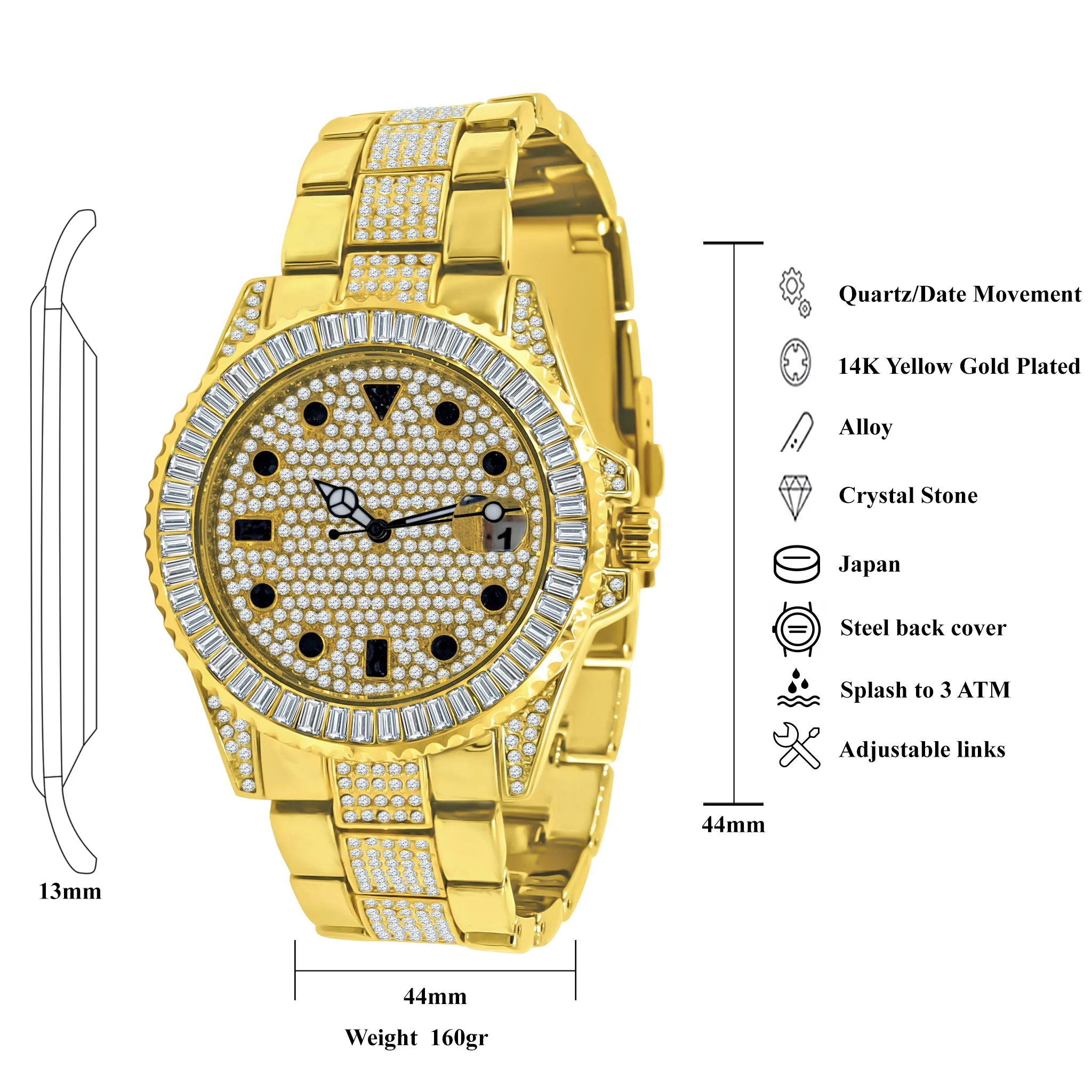 INTERSTELLAR DIVERS BEZEL ICED OUT WATCH & BRACELET SET | 530922