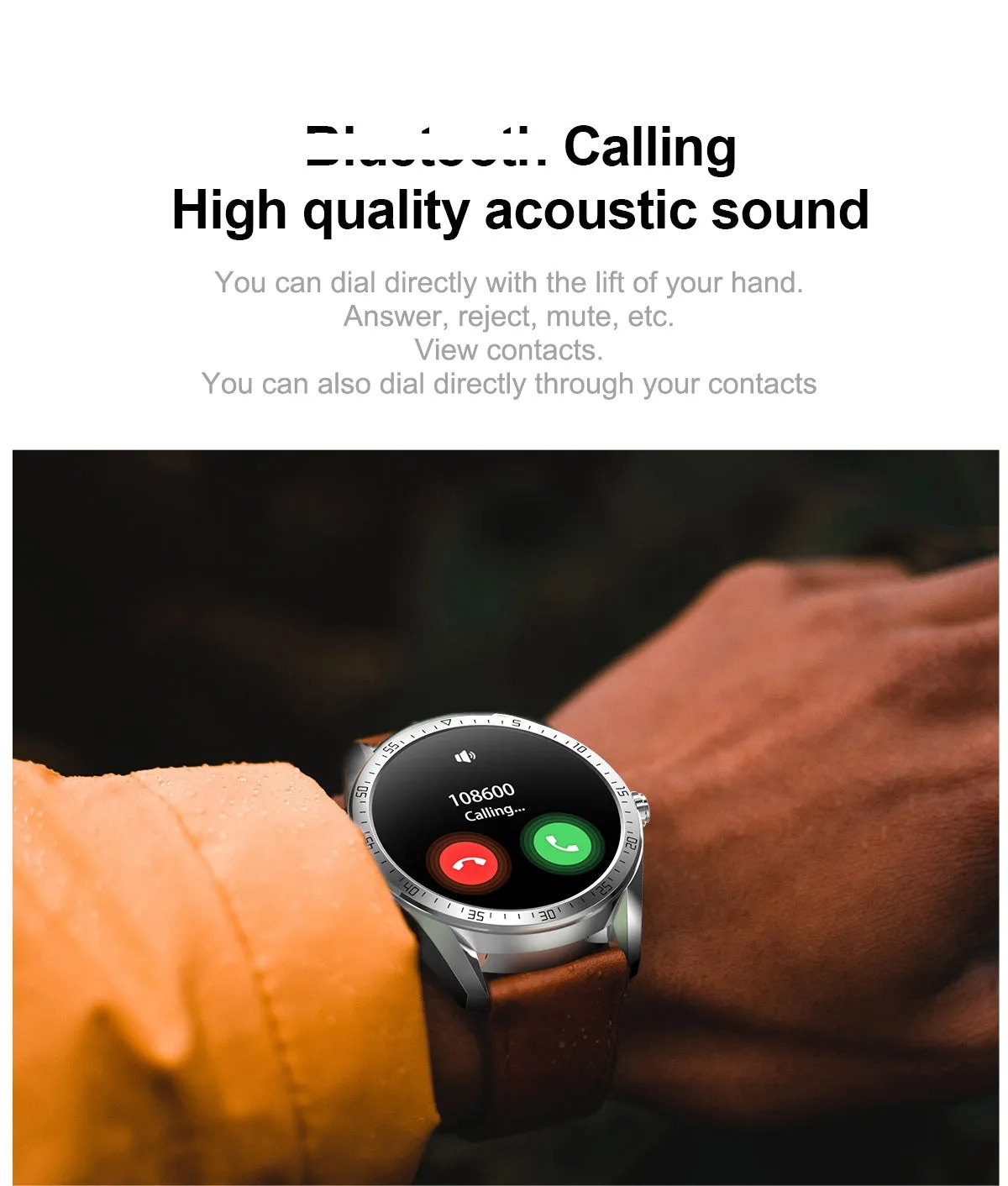 IP68 waterproof 1.39inch Amoled smartwatch calling with MP3 local music smart watch Amoled leather wristband