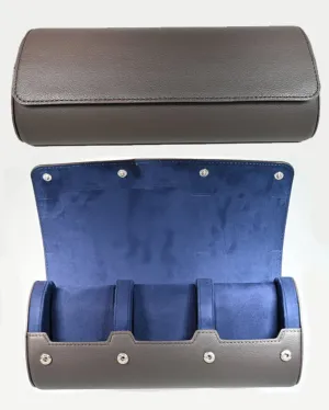 Italian Leather Watch Roll Chesnut Brown