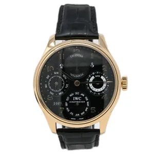 IWC Men's Portuguese Perpetual Calendar Black Arabic Numeral Dial Watch Reference #: IW502103