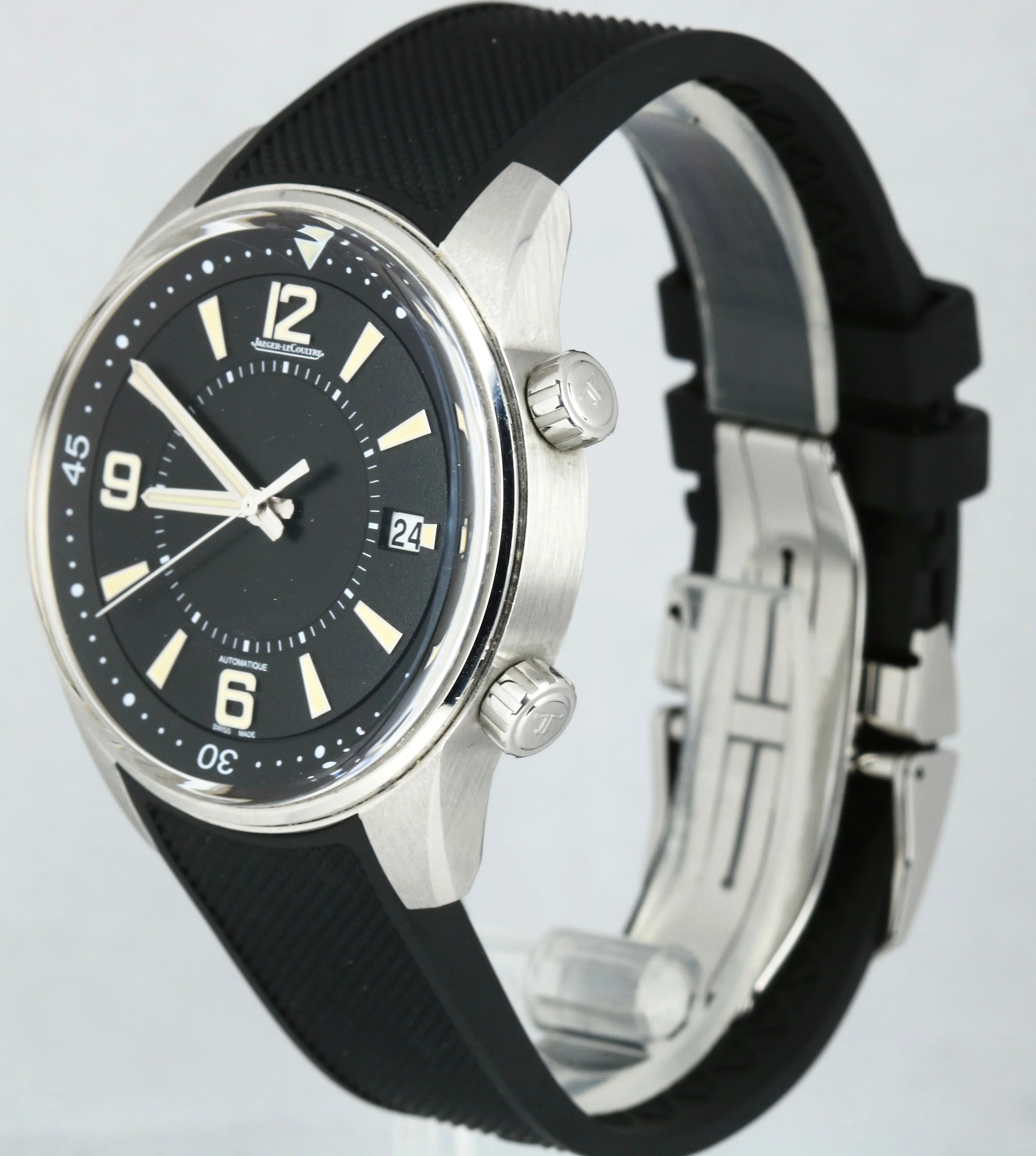 Jaeger LeCoultre Polaris 842.8.37 Black Date Stainless Steel Rubber 42mm Watch
