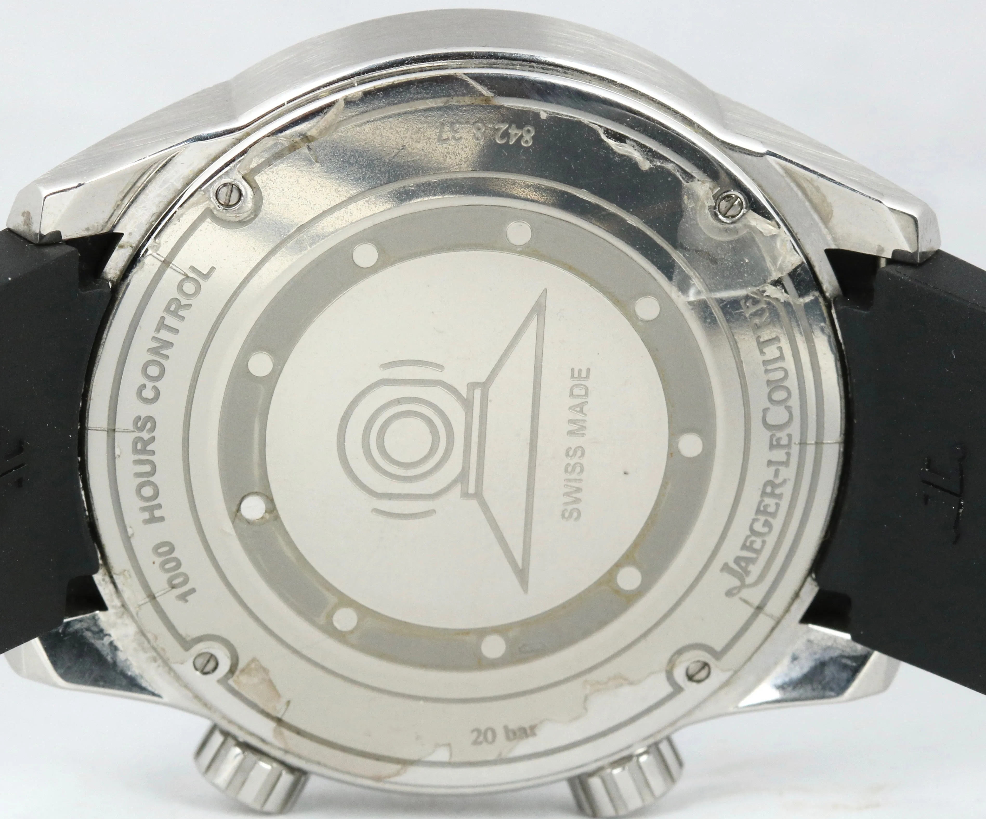 Jaeger LeCoultre Polaris 842.8.37 Black Date Stainless Steel Rubber 42mm Watch