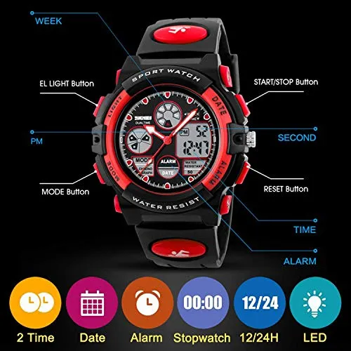 Kids Digital Watch (Red)