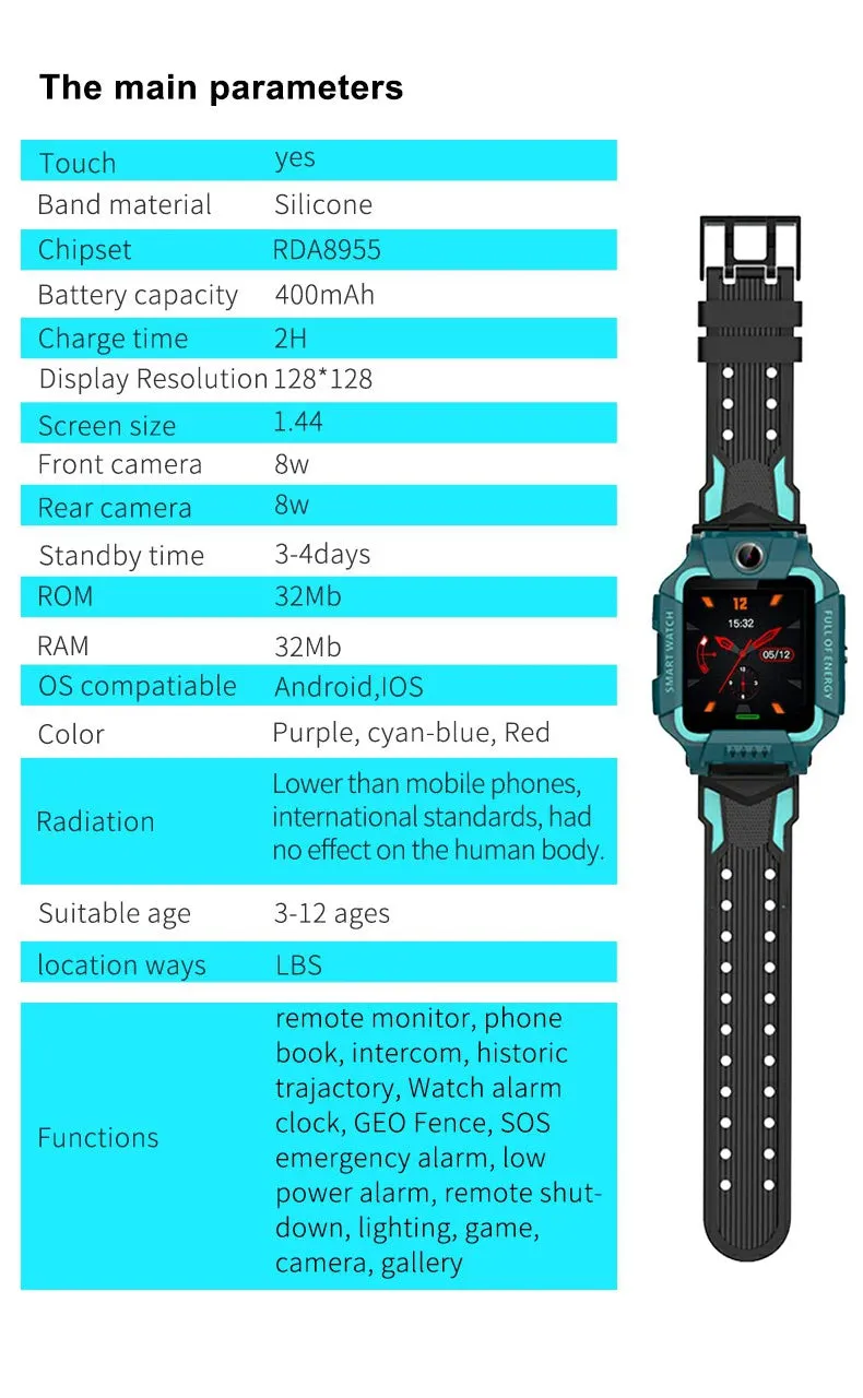 Kids Smart Watch Waterproof IP67 SOS Antil-lost Phone Call  Watch With SIM Card Location Tracker Smartwatch For Children Gifts