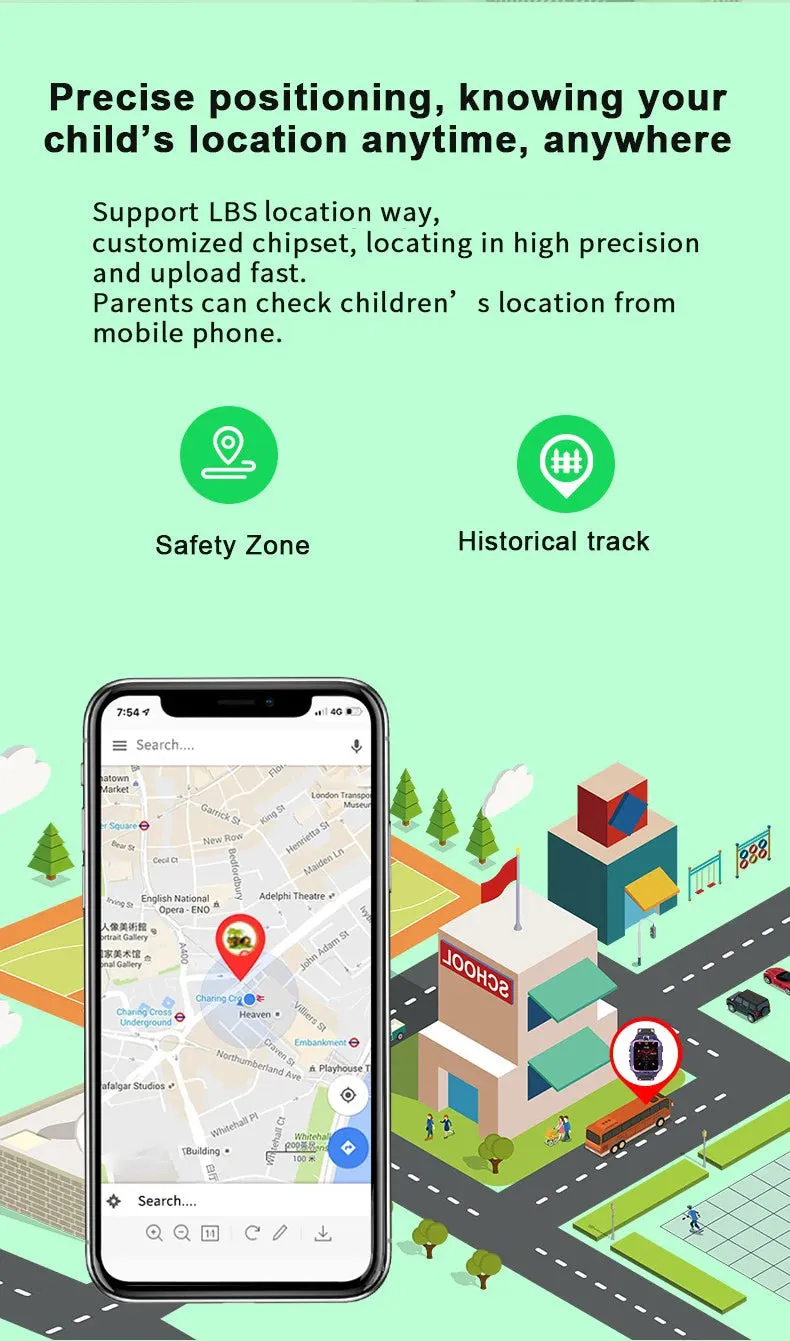 Kids Smart Watch Waterproof IP67 SOS Antil-lost Phone Call  Watch With SIM Card Location Tracker Smartwatch For Children Gifts