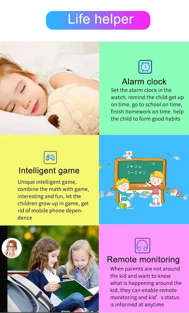Kids Smart Watch Waterproof IP67 SOS Antil-lost Phone Call  Watch With SIM Card Location Tracker Smartwatch For Children Gifts