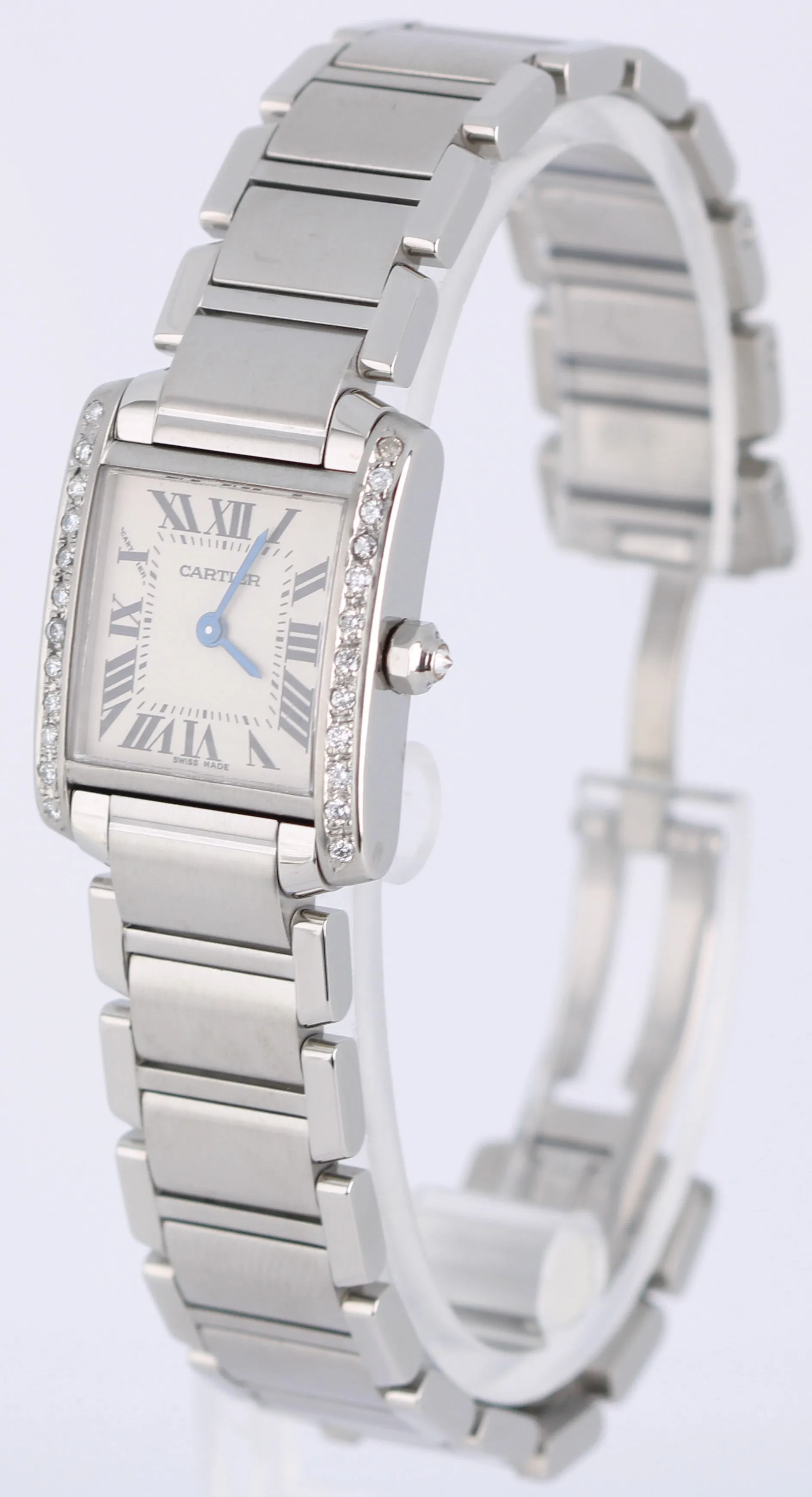 Ladies Cartier Tank Française DIAMOND Steel White Roman 20mmX25mm 2384 Watch