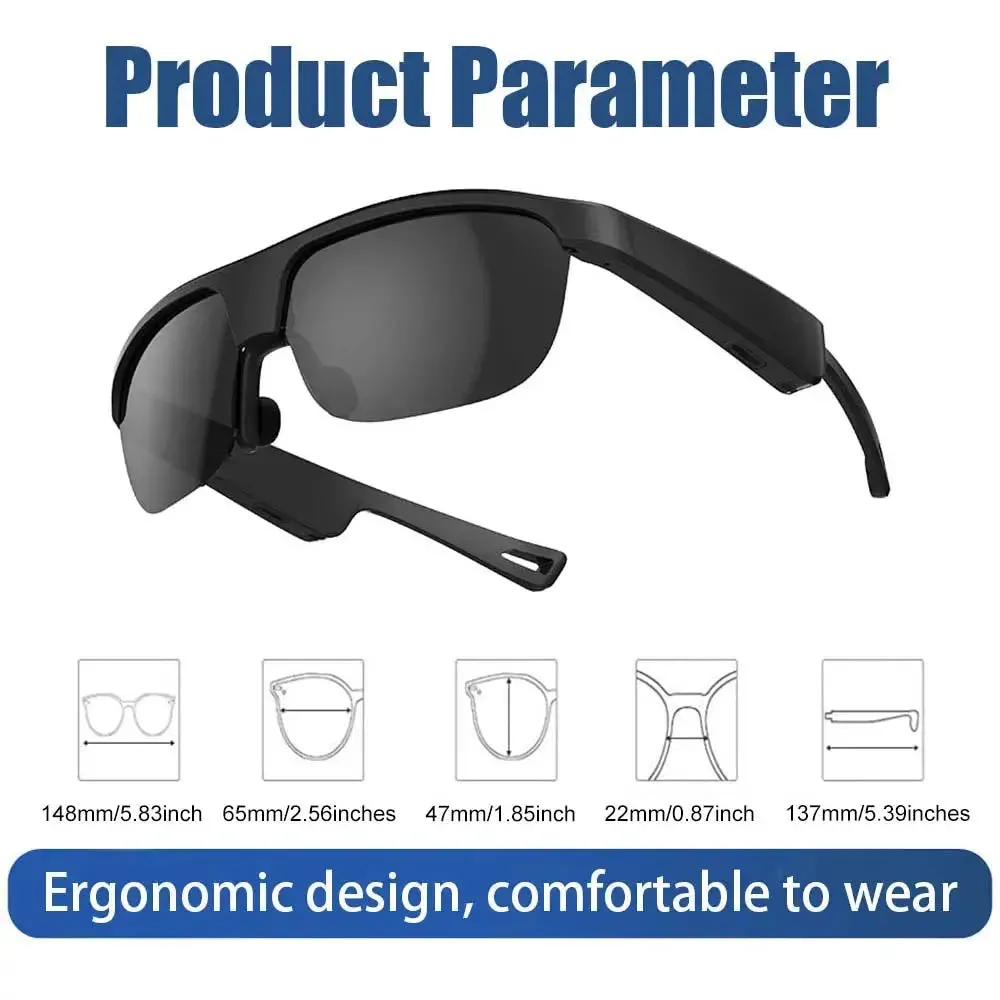 LAXASFIT New G02 Smart Bluetooth Glasses Listen to Music Answer Phone Men and Women Fashion Sunglasses Smart Glasses