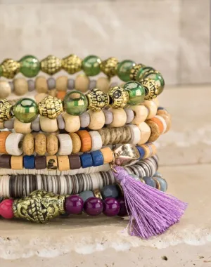 Lilac Field Seed bracelet with charm accents *
