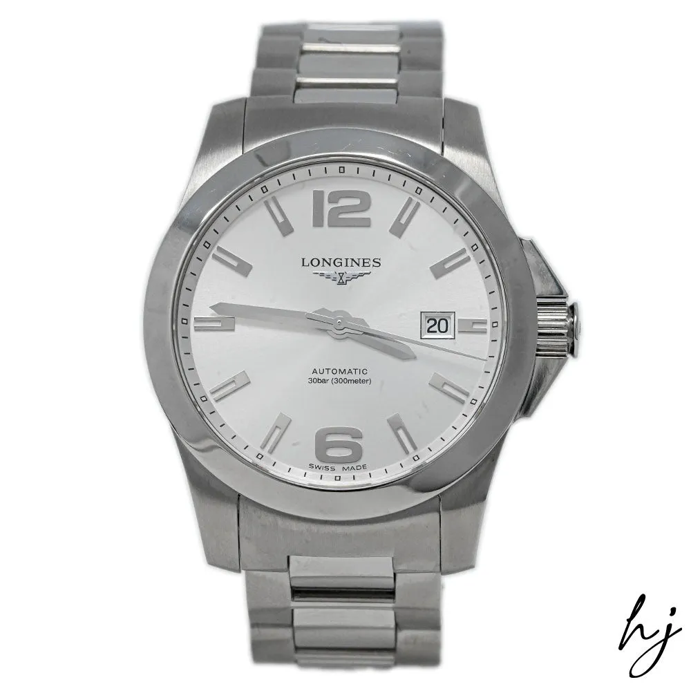 Longines Men's Conquest Stainless Steel 41mm Silver Stick Dial Watch Reference #: L3.677.4.76.6