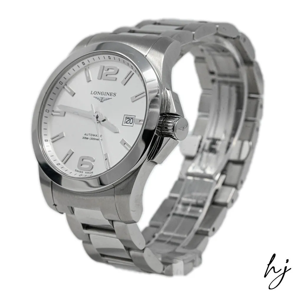 Longines Men's Conquest Stainless Steel 41mm Silver Stick Dial Watch Reference #: L3.677.4.76.6