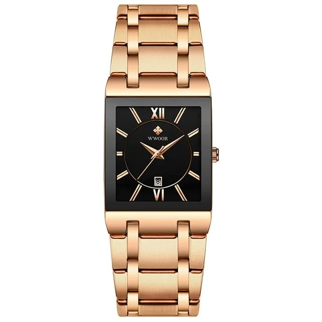 Luxury Black Gold Watch Quartz Watche Square Women Wristwatch