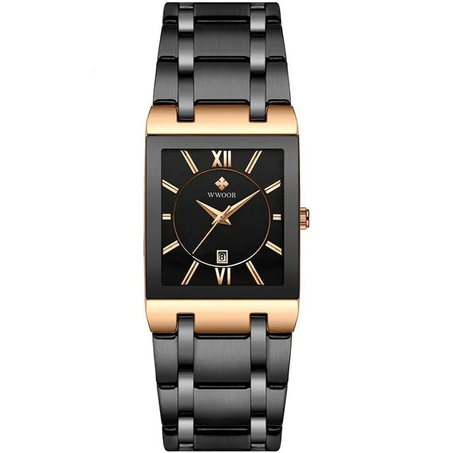 Luxury Black Gold Watch Quartz Watche Square Women Wristwatch