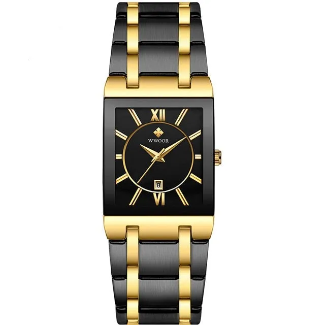 Luxury Black Gold Watch Quartz Watche Square Women Wristwatch