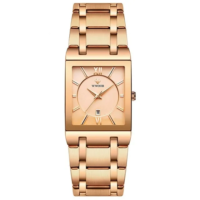 Luxury Black Gold Watch Quartz Watche Square Women Wristwatch