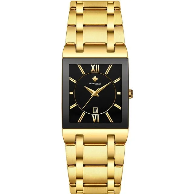 Luxury Black Gold Watch Quartz Watche Square Women Wristwatch