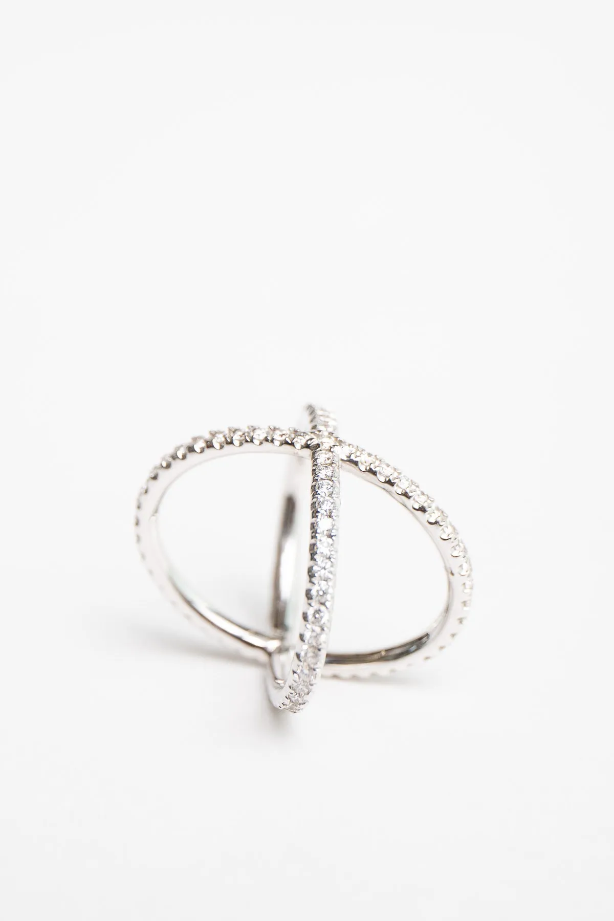 MAUD JEWELRY | 18K WHITE GOLD DIAMOND X RING