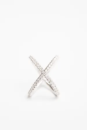 MAUD JEWELRY | 18K WHITE GOLD DIAMOND X RING